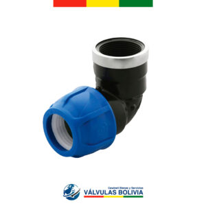 Codo X 90° con rosca HDPE a compresión